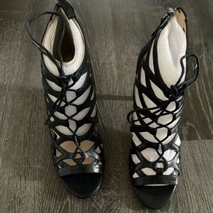 Black caged Nine West heels - size 9